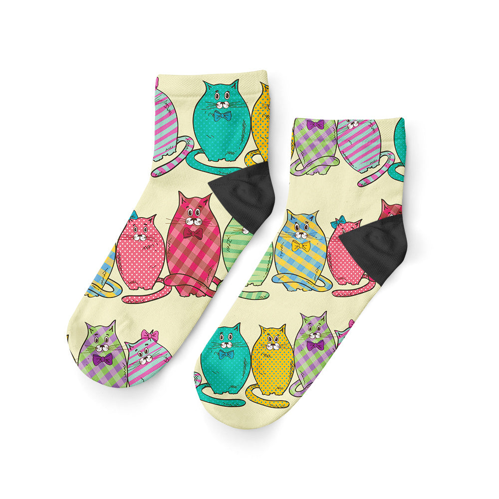 Renkli Kediler Patik Çorap