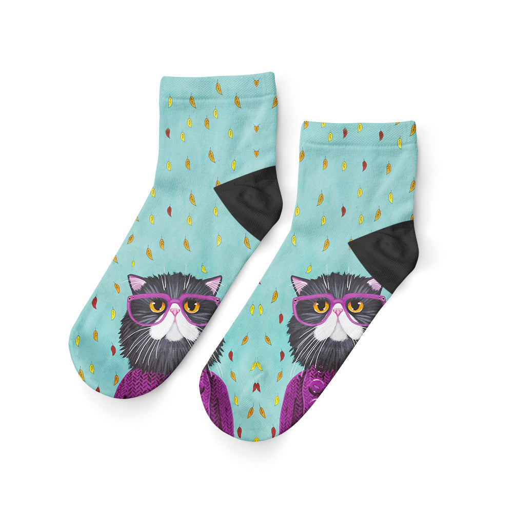 Düğmeli Kedi Patik Çorap
