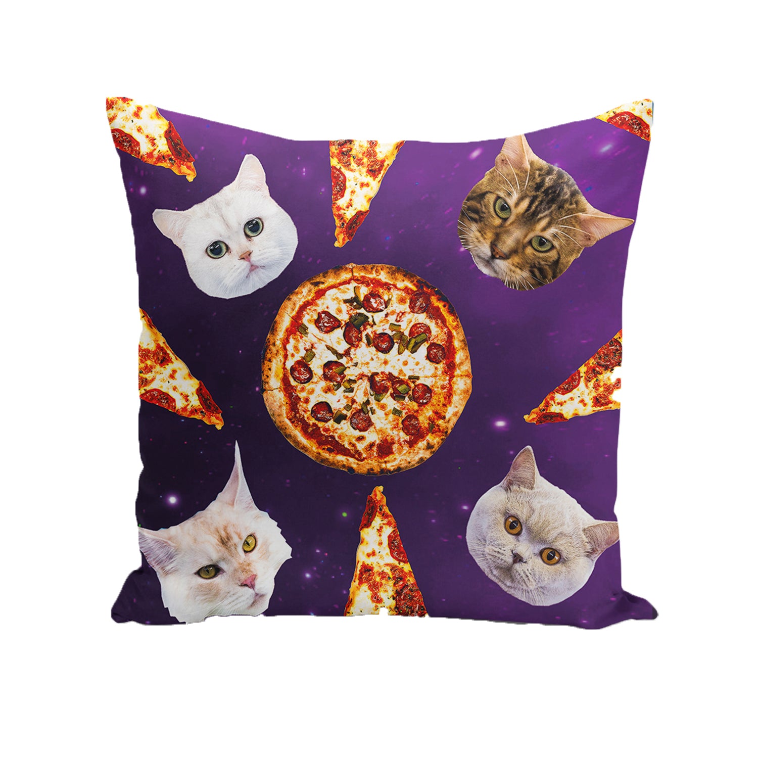 Pizza ve Kediler Kırlent Kılıfı