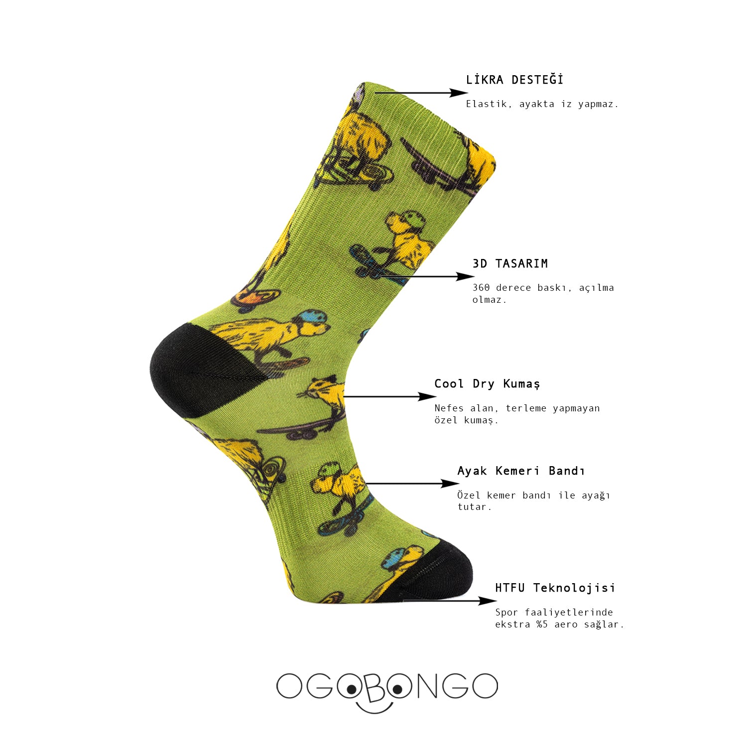 Avokado 360 Dijital Baskılı Çorap